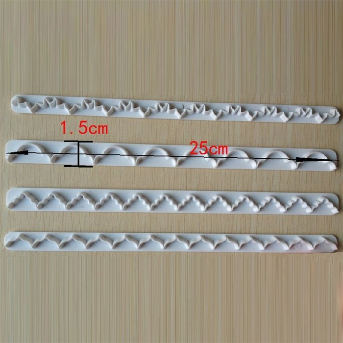 LYNCH 4 Pcs/Set Straight Frilling Gum Paste Frill Edge Cake Cookie Fondant Mold Tools Bakeware N3
