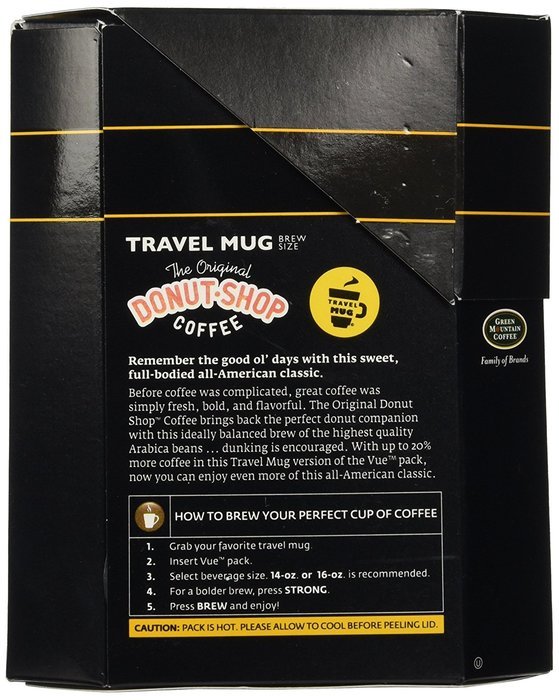 Coffee People Donut Shop Travel Mug Extra Bold Coffee, Vue Cups for Keurig Vue Brewers N4