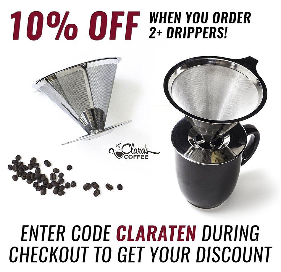 Pour Over Coffee Filter Dripper -- The Stainless Steel Designed Cone Drip Brewer Has A Double Mesh Metal Filter... N5