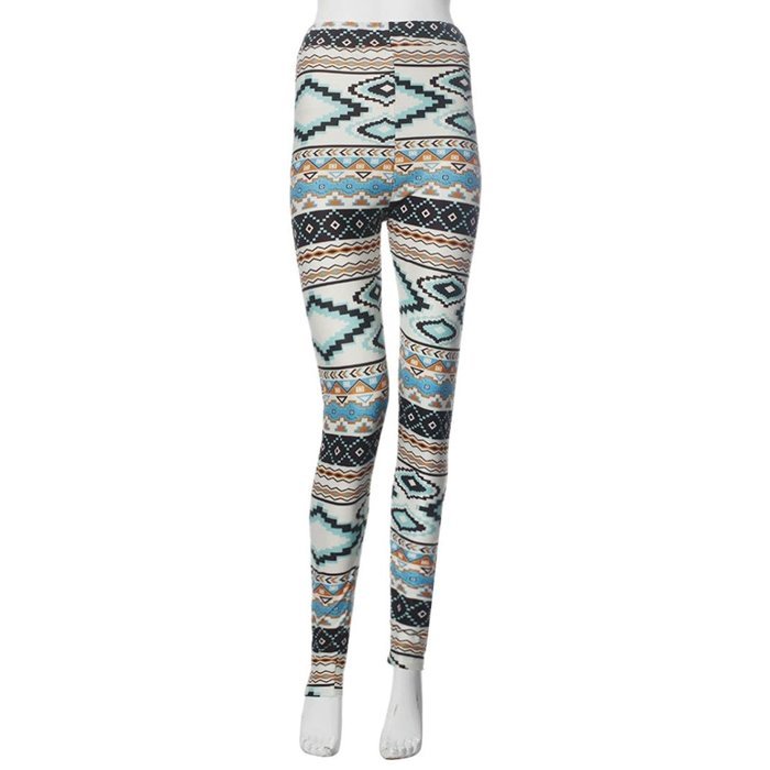 PHOTNO Skinny Geometric Print Stretchy Pants Leggings N14