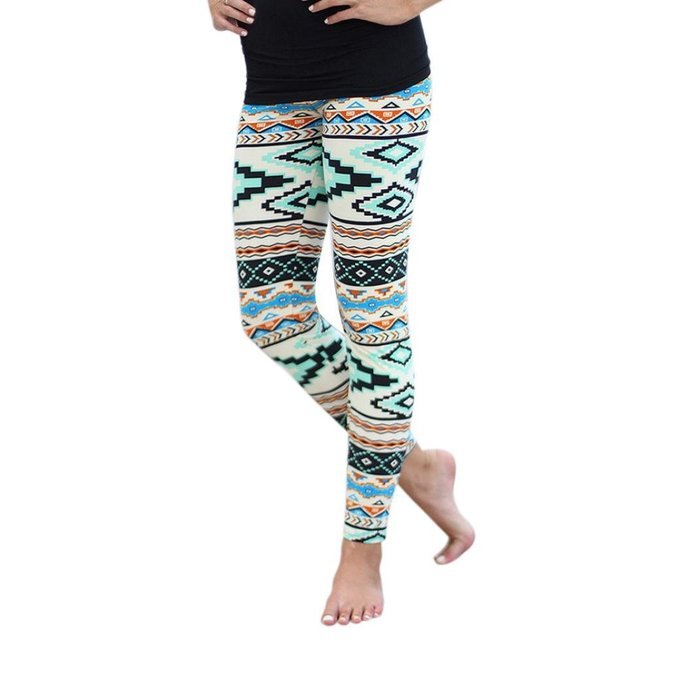 PHOTNO Skinny Geometric Print Stretchy Pants Leggings N15