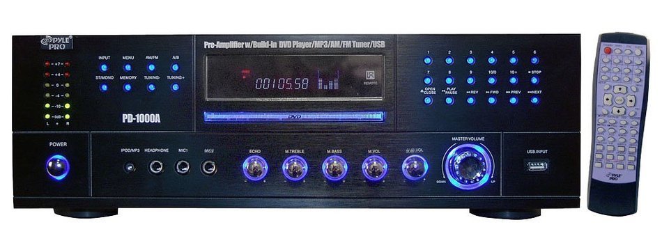 Pyle Stereo Receiver and iPod Dock Package - PD1000A 1000 Watt AM-FM Receiver w/ Built-in DVD/CD/MP3/USB - PIDOCK1... N2