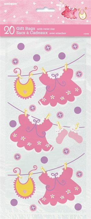 Cardboard Pink Clothesline Girl Baby Shower Cake Bunting Topper N20