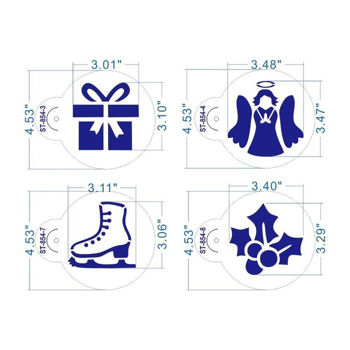 ART Kitchenware 8pcs Christmas Cookie Stencil Set Icing Royal Stencil Tool Gloves, Gift Box,Sleigh,Wooden Horse... N2