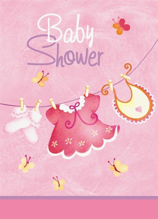 Cardboard Pink Clothesline Girl Baby Shower Cake Bunting Topper N22