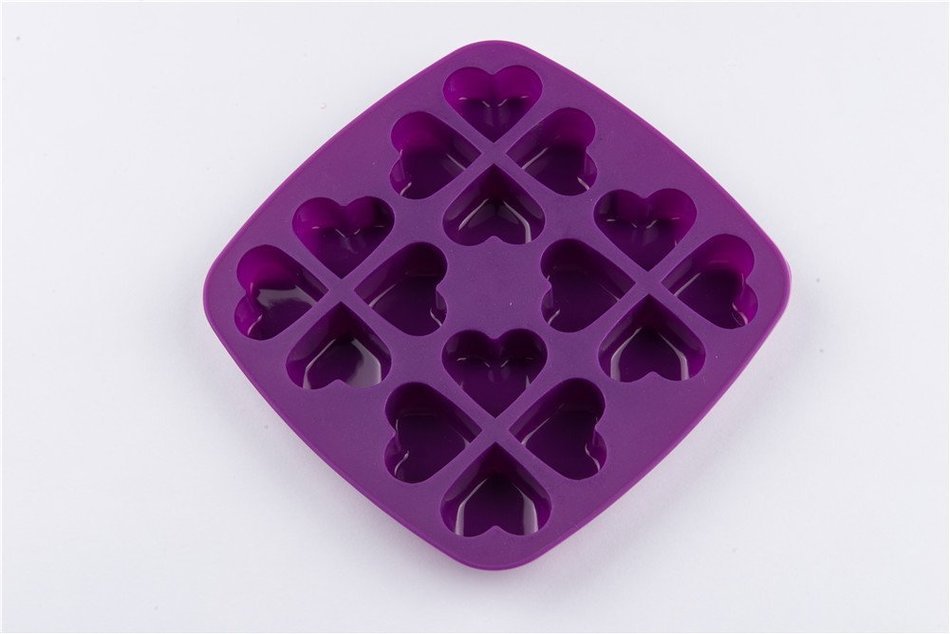 16 Cavity Heart Shape Silicone Handmade DIY Cake Chocolate Jello Mold for Wedding N6