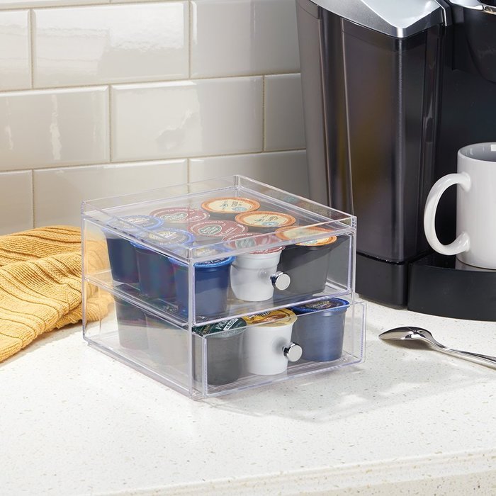 mDesign Nespresso Coffee Pod Holder for Kitchen Pantry, Countertops - Holds 48 Capsules, Clear N17
