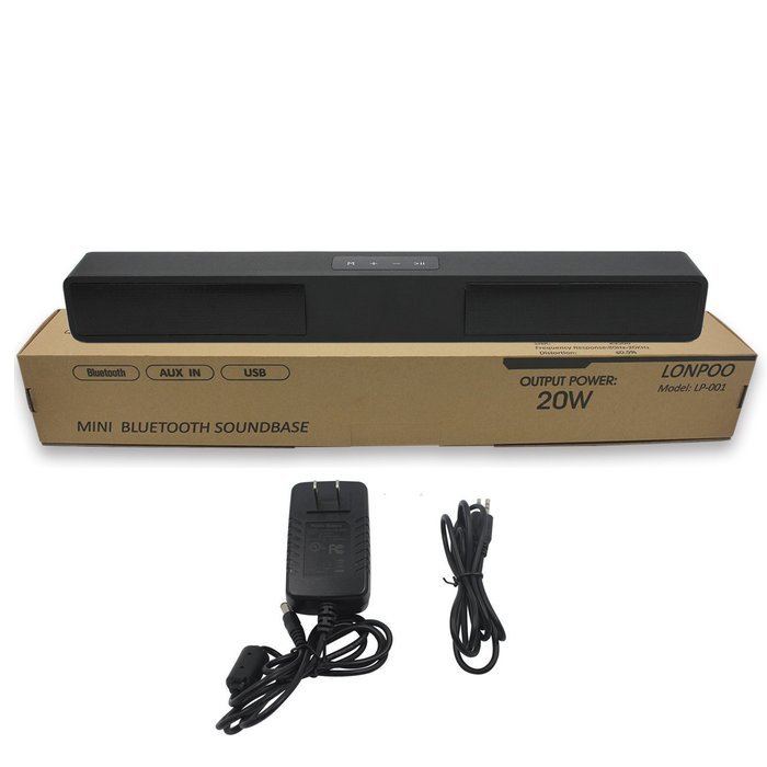 LONPOO 2.0 Ch Bluetooth Wooden Soundbar With Touch Screen Keys Support USB/AUX For LED TV/Smartphone/Computer/... N5