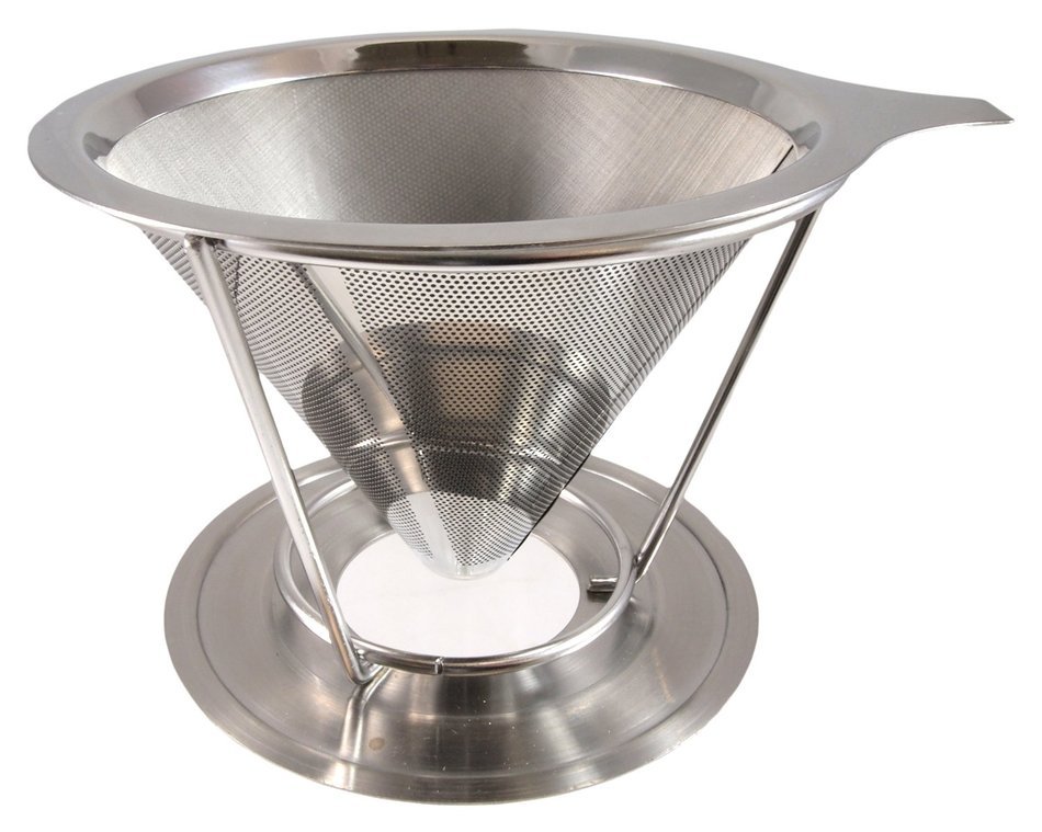 Stainless Steel Pour Over Coffee Maker, Filter Cone and Holder, Micro ...