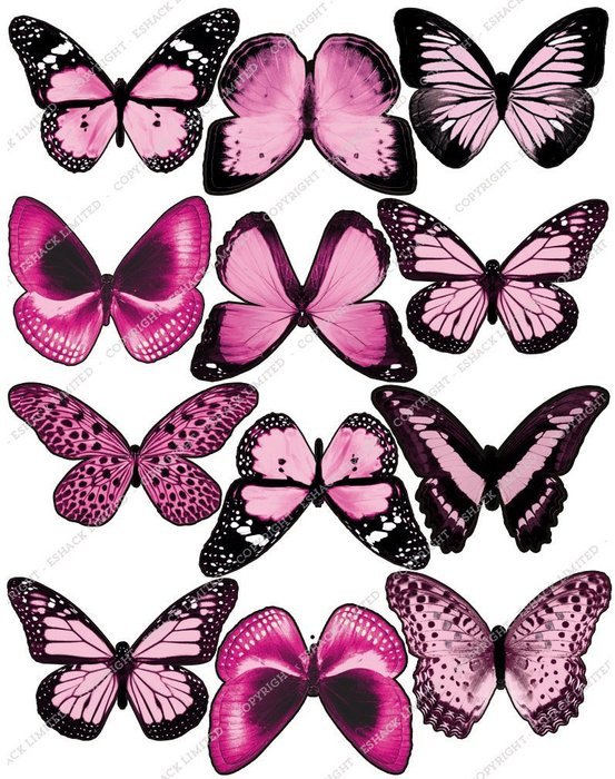 Cakeshop 12 x PRE-CUT Light Pink Edible Butterfly Cake Toppers