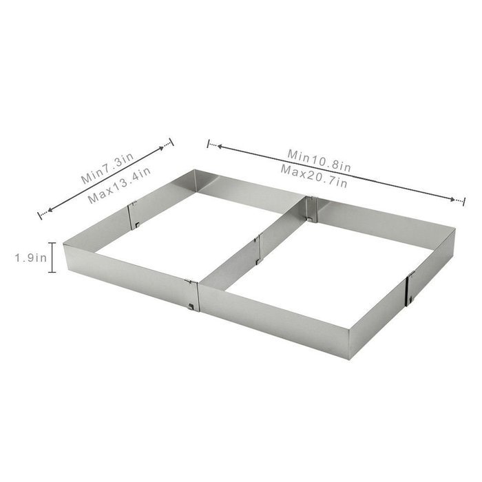 Hanperal Adjustable Square Stainless Steel Mousse Cake Square Cake Ring Bakeware Tool N3