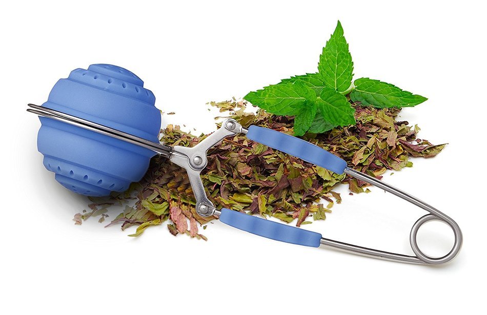 HIC Tea Infuser with Flexible Spring-Action Snap Ball, Blue N8