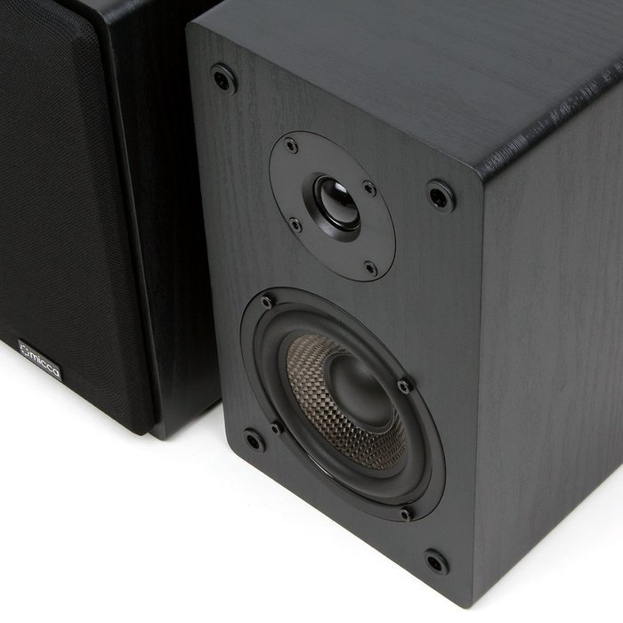 Micca MB42 Bookshelf Speakers With 4-Inch Carbon Fiber Woofer and Silk Dome Tweeter (Black, Pair) N2