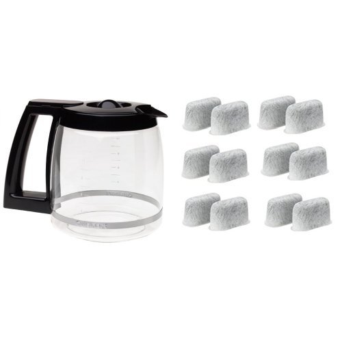Cuisinart DCC-1200PRC 12-Cup Replacement Glass Carafe, Black and Everyday 12-Pack Replacement Charcoal Water Filters...