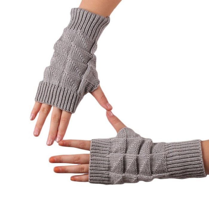 Knitted Fringe Warm Gloves,Morecome Women Girl Diamond knitted gloves (Black) N11