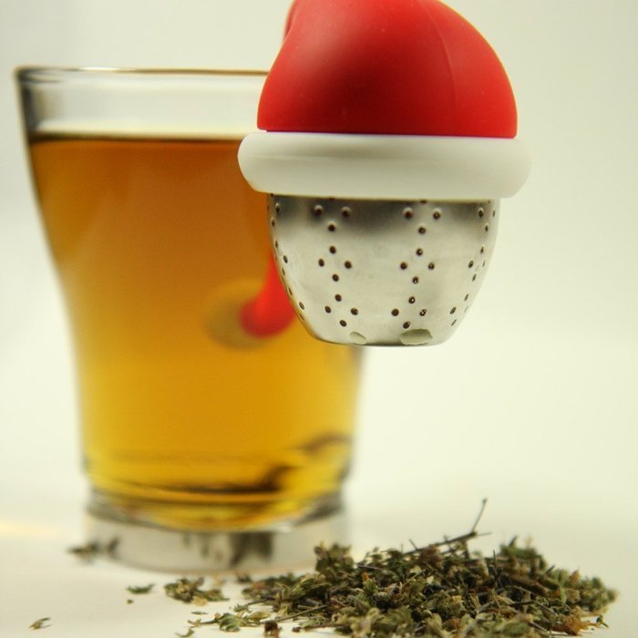 Mudra Loose Leaf Tea Infuser 2016 - Santa Hat Strainer with Steel Ball - Great Christmas Gift N9