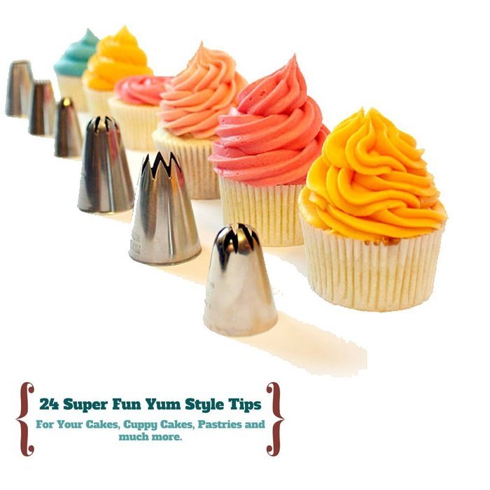 Cake Decoration tips set-the ONLY KIT with FREE Reusable silicone icing bag-x2 coupler-eBook.27 Piece Baking Tools... N5