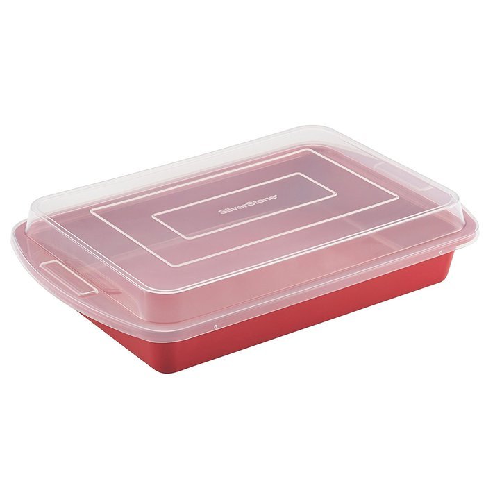 SilverStone Hybrid Ceramic Nonstick Bakeware Covered Cake Pan, 9-Inch x 13-Inch, Marine Blue N2