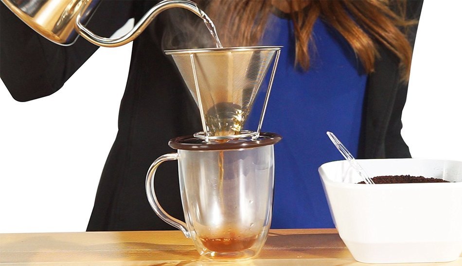 Lindo 4 Cup Stainless Steel Pour Over Coffee Filter N5