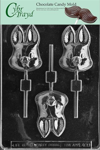 Cybrtrayd E409 Cute Bunny Lolly Chocolate/Candy Mold with Exclusive Cybrtrayd Copyrighted Chocolate Molding Instructions