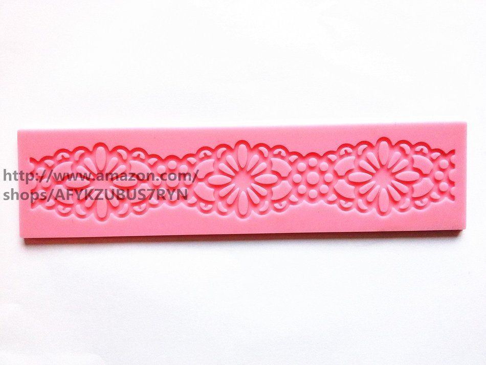 New! Silicone Lace Mould for Fondant Cake Sugar Paste Cake Decoration 21*5.1*0.4cm 43g 012
