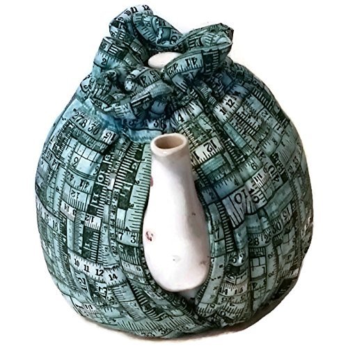 Teapot Cozy blue teal measuring tape for 5-8 cup teapot #346 N3