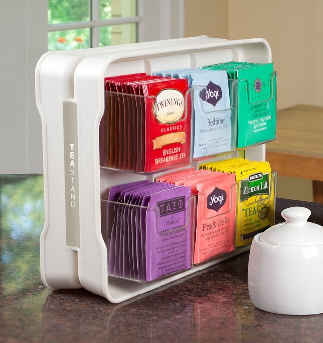YouCopia TeaStand 100+ Tea Bag Organizer, Bright White N3