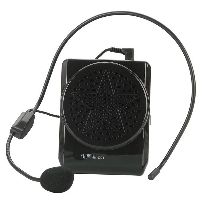 Portable Mini Voice Amplifier For Teaching Guiding Speaker Presentations Up To 15 Hours 20W With Microphone (Black) N2