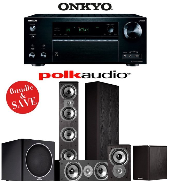 Onkyo TX-NR757 7.2-Channel Network A/V Receiver + Polk Audio TSi 500 + Polk Audio TSi 200 + Polk Audio CS10 +...