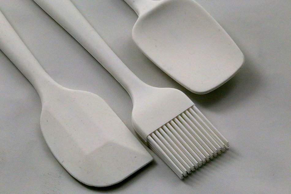 PHT Silicone Spatula Spoon Brush , 8", Set of 3 White N3
