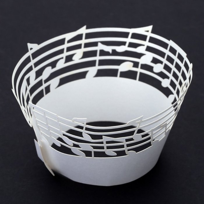 Anself 50Pcs Lace Muffin Case Cupcake Paper Cup Liner, Music Notes Staff Pattern N3