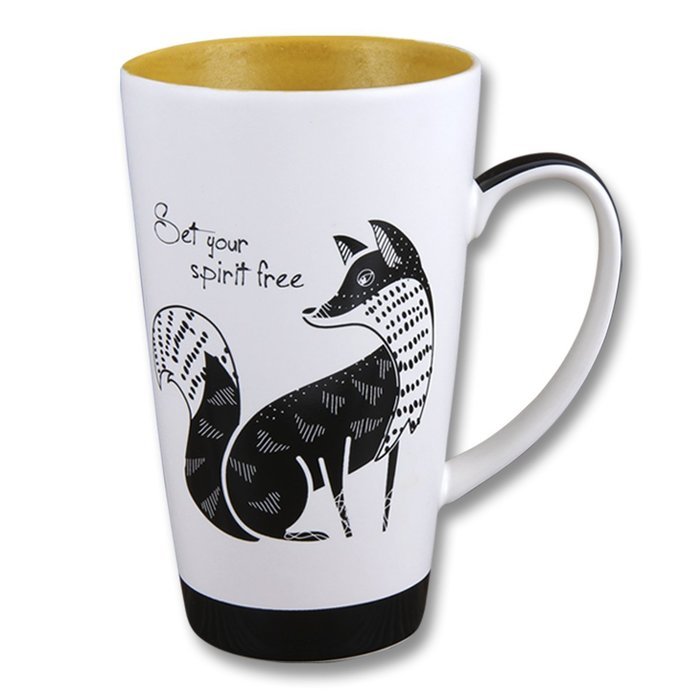 Karma, by Stephen Joseph Black and White Fox Mug, Multicolor