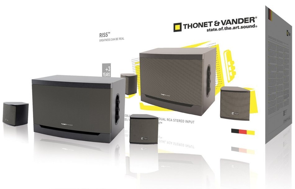 Thonet and Vander Riss 160 Watt Wood Multimedia Audio Speaker System, 2.1 Stereo Speakers with Integrated Amplifier... N5