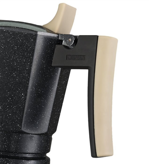 Osaka Stovetop Espresso Maker - Aluminum with Marbled Coating, Stove-Top Moka Pot "Nijo Castle" (6 Cup) N4