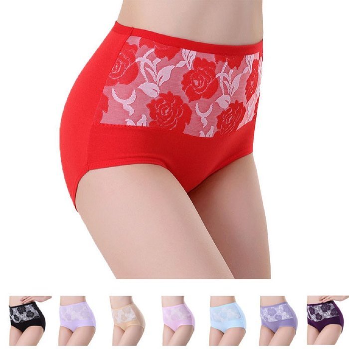 Underpants ，Beautyvan Comfortable High Waist Cotton Women Briefs Healthy Panties Underwear Plus Size (L, Red) N10