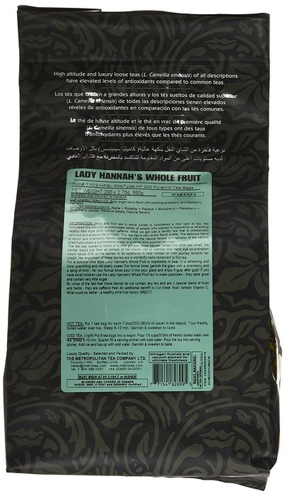 Metropolitan Tea 200 Count Pyramid Shaped Teabags, Lady Hannah's N4