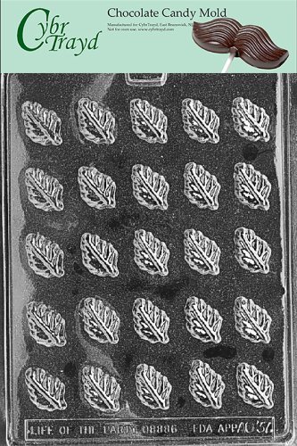Cybrtrayd AO037 Spearmint Leaves Chocolate Candy Mold with Exclusive Cybrtrayd Copyrighted Chocolate Molding Instructions
