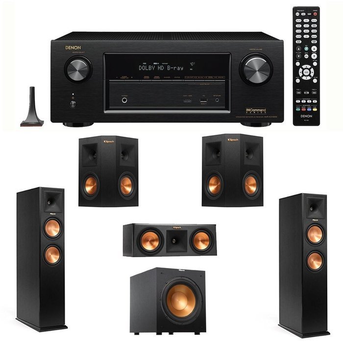 Denon AVR-X3100W 7.2 Channel Full 4K Ultra HD A/V Receiver with Bluetooth and Wi-Fi + 2 Klipsch RP-260F Reference...