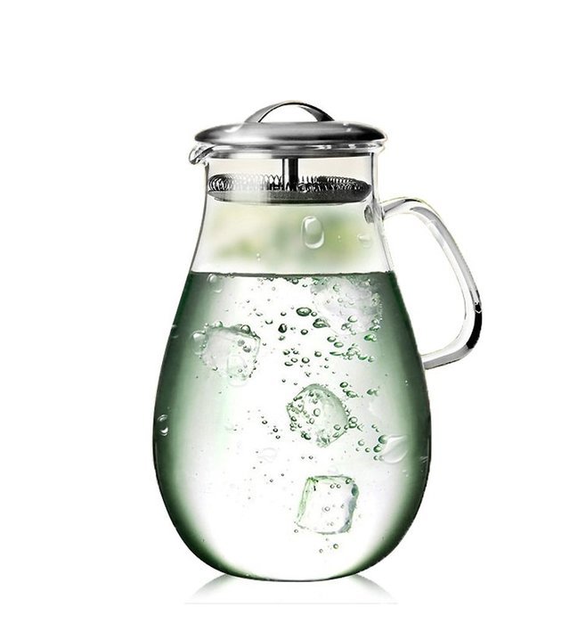 Artcome 64 Oz Large Heat Resistant Water Carafe with Stainless Steel Lid, Borosilicate Glass Beverage Pitcher... N3