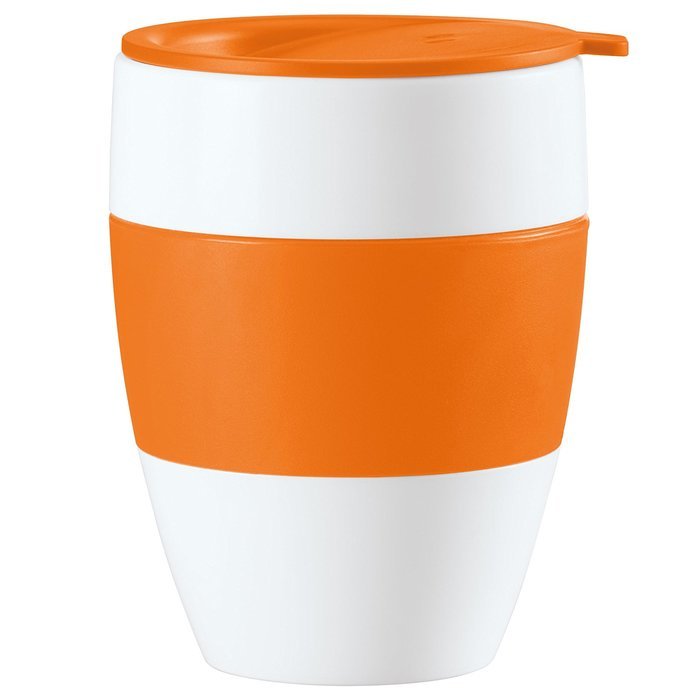 Koziol Insulated Cup Aroma To Go with Mustard Green Lid and Hand Grip N5