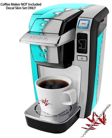 Ripped Colors Neon Teal Gray - Decal Style Vinyl Skin fits Keurig K10 Mini Plus Coffee Makers (KEURIG NOT INCLUDED) N3