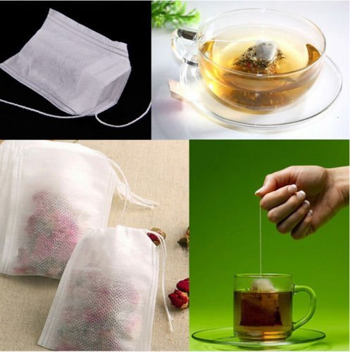 Angelduck Disposable Drawstring Tea Filter Bags, Empty Heat Seal, Pack of 100 N4