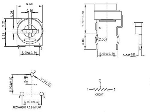 Pack of 65 100R-1M Trimming Potentiometer Top Adjustment RM065 WH06-2 Variable Resistors Assorted Kit