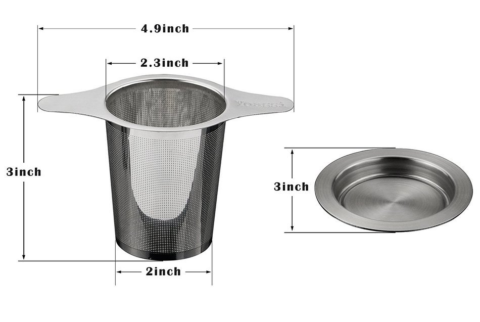Yoassi Brew-in-mug Teapot Extra Fine Mesh Tea Strainer Infuser Steeper 18/8 Stainless Steel Strainer with Lid... N6