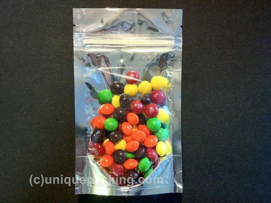 25 Pcs 5x8 Stand Up Zipper Pouches 4 Mil Freezer Bags (NSUP-B) 4 to 16 ounce Clear-Silver