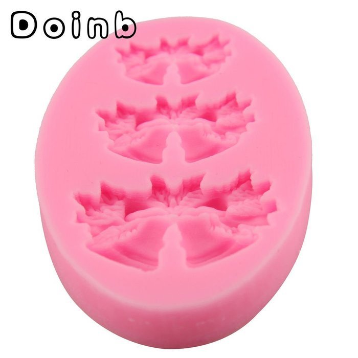 Doinb Christmas Trees Santa Claus Snowman Deer FDA Silicone Fondant Molds Outer Size 7.3x7.3x1.2cm GJM-2800 N40