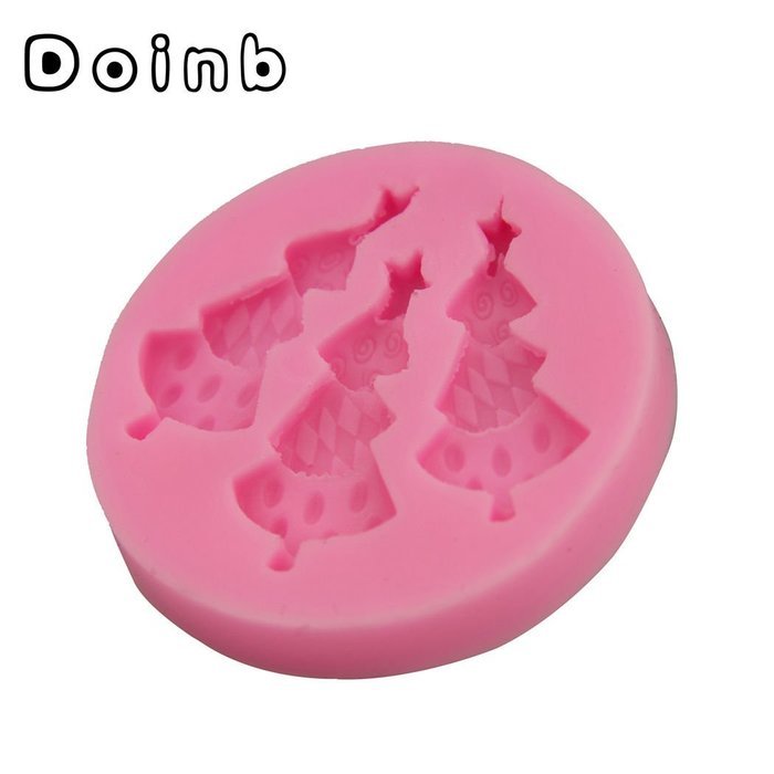 Doinb Christmas Trees Santa Claus Snowman Deer FDA Silicone Fondant Molds Outer Size 7.3x7.3x1.2cm GJM-2800 N42