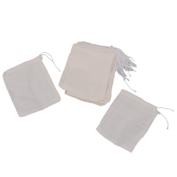 50pcs Drawstring Bags Nut Milk Tea Fruit Juice Strainer Filter Bag (white, 11 x 8cm) N37