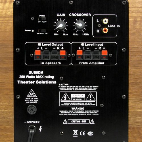 Theater Solutions SUB8DM Down Firing Powered Subwoofer (Mahogany)