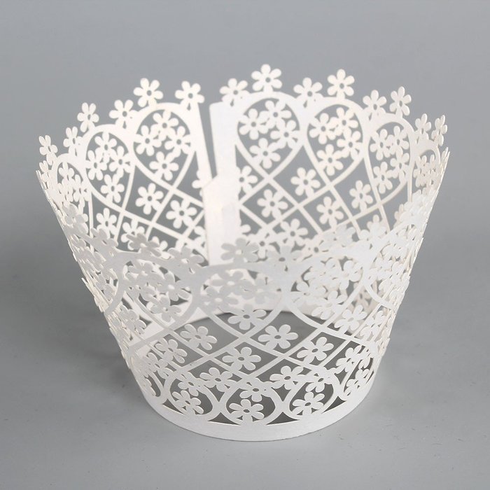 60 Pcs Laser Cut White Pearly Paper Garden Cupcake Wrappers Wraps Cases Wedding Birthday Party Decorations N11